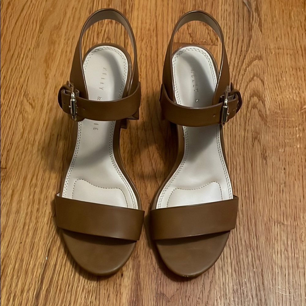 Kelly & Katie Brown Sandals with Wide Strap and Buckle